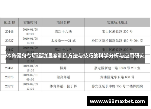 体育健身专项运动速度训练方法与技巧的科学分析与应用研究